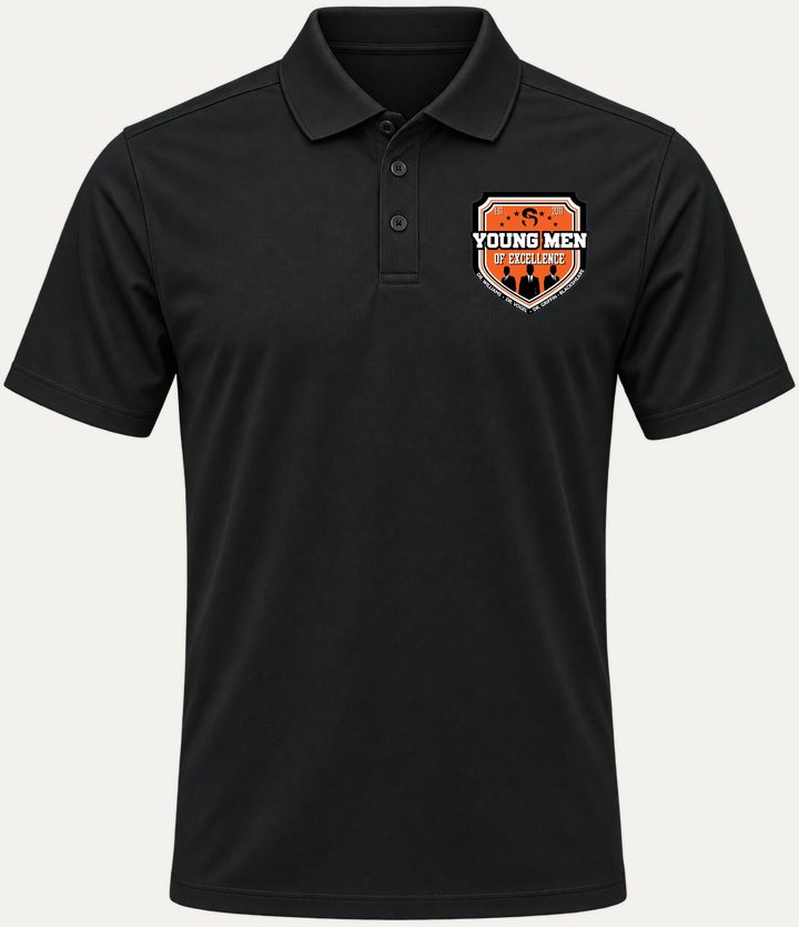 Black Young Men of Excellence polo with the program shield on the chest
